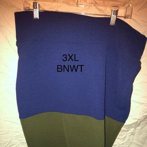 LULAROE CASSIE -NWT 3XL BLUE WITH OLIVE GREEN